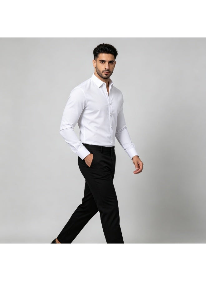ZARA men's casual plus size white shirt can be paired with a suit - Image 3