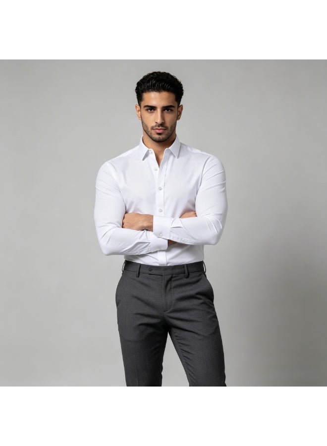 ZARA men's casual plus size white shirt can be paired with a suit - Image 5