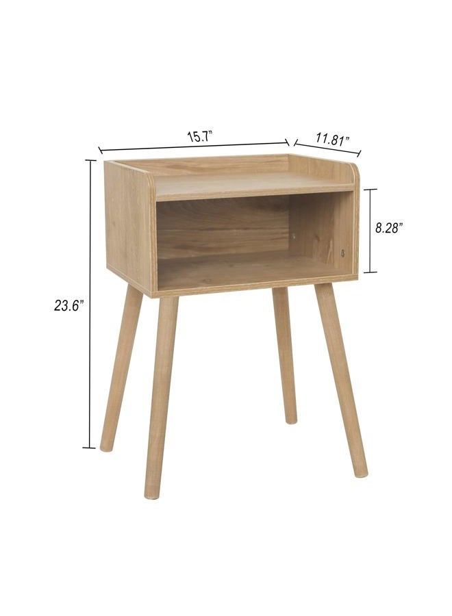 MaxSmeo End Tables Set of 2, Mid Century Modern Side Table Bedroom with Storage, Small Nightstands Set of 2 with Solid Wood Legs for Living Room, Office Small Spaces (Rustic Walnut) - Image 3