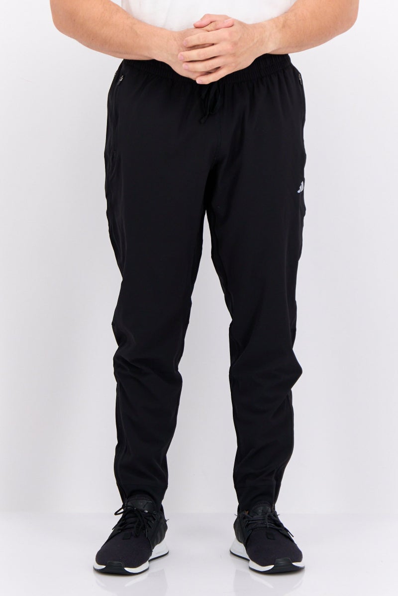 Adidas Men Regular Fit 3-Stripes Running Track Pants, Black - Image 1