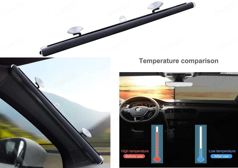 CARIZO Car Front Windshiled Roller Sun Shade, Retractable Sunshade, Locks Sun and Keeps Car Cool, Self-Retracting Design Compatible with Kia Carens (2022) - Image 2