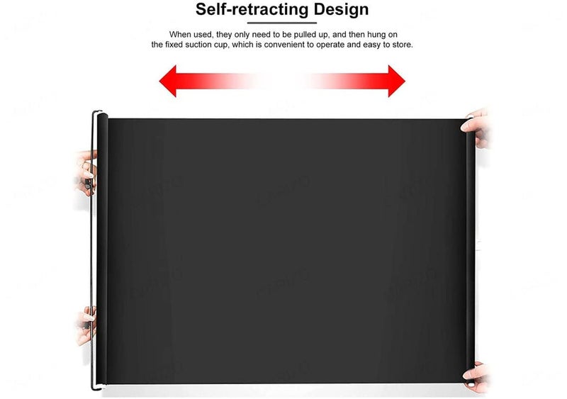 CARIZO Car Front Windshiled Roller Sun Shade, Retractable Sunshade, Locks Sun and Keeps Car Cool, Self-Retracting Design Compatible with Kia Carens (2022) - Image 4