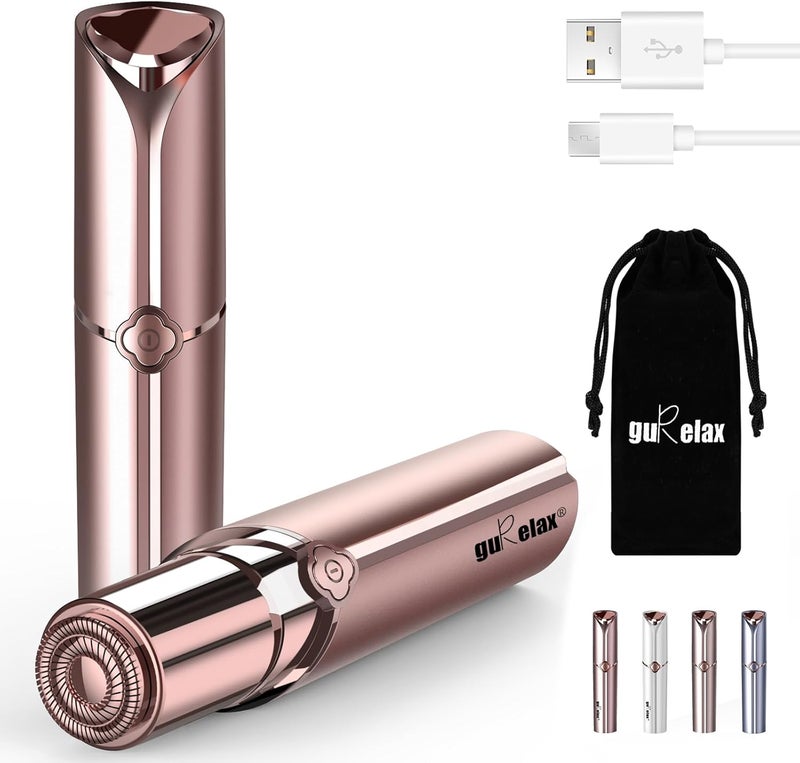 Gurelax Facial Hair Remover for Women, Electric Face Shaver, Painless Lip & Chin Removal, Rechargeable Device with Velvet Bag