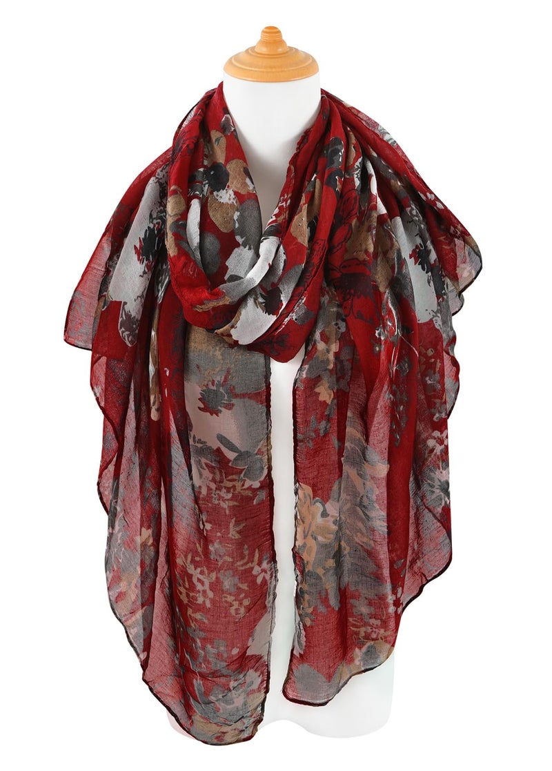 GERINLY Feminine Scarfs with Flower Pattern, Garden Style Shawls Wrap, Floral Print Hijab - Image 5