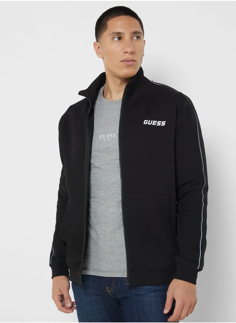 GUESS Logo Zip Through  Sweatshirt