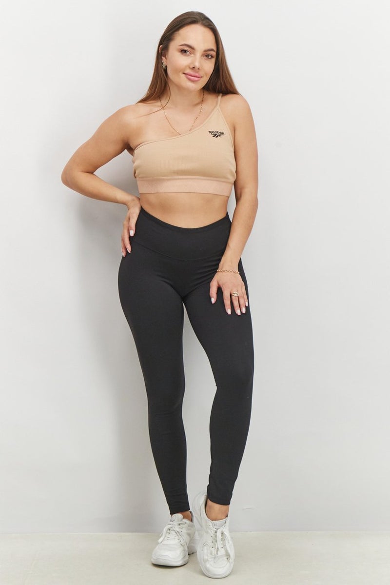 Reebok Women Non Padded Asymmetrical Sports Bra, Tan - Image 4