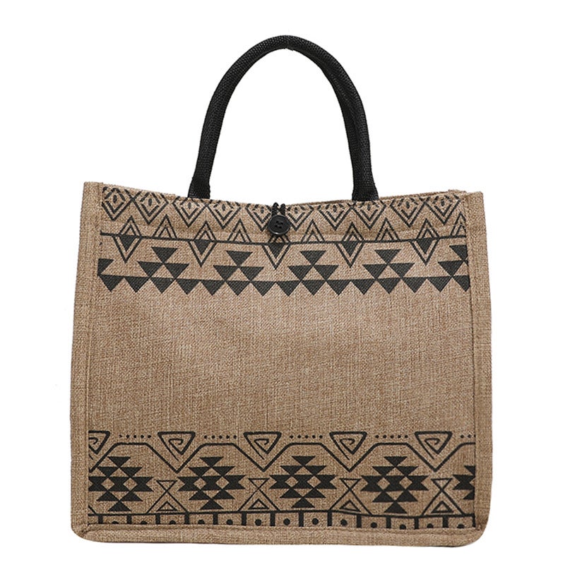 Manufacturer Bags For Women Popular Fashion Ethnic Style Printing Simple Large Capacity Linen Handbag - Image 5