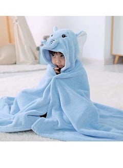 Cute Elephant Baby Hooded Bath Towel - Blue