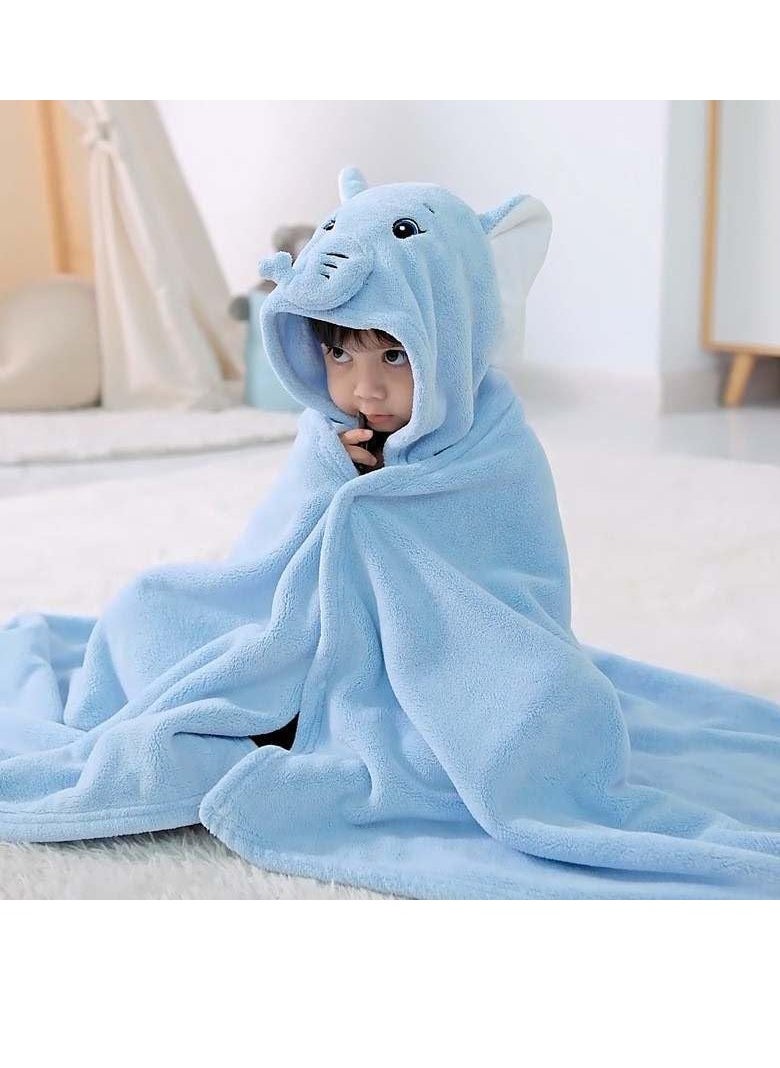 Gonice - Cute Elephant Baby Hooded Bath Towel - Blue - Image 1