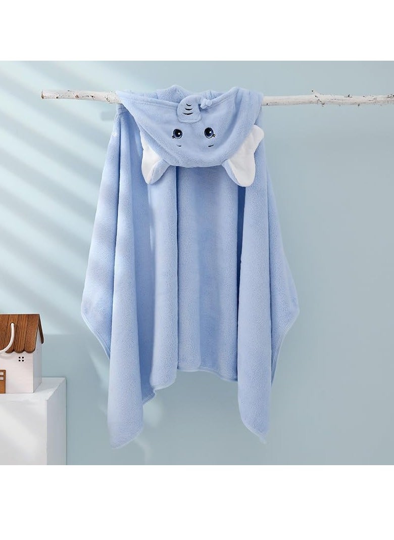 Gonice - Cute Elephant Baby Hooded Bath Towel - Blue - Image 1