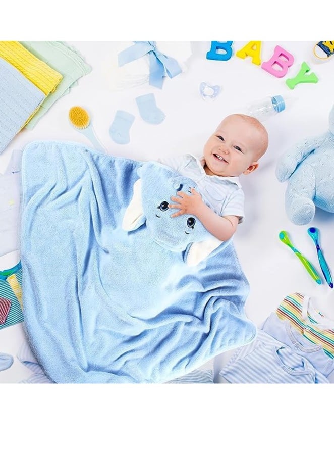Gonice - Cute Elephant Baby Hooded Bath Towel - Blue - Image 1
