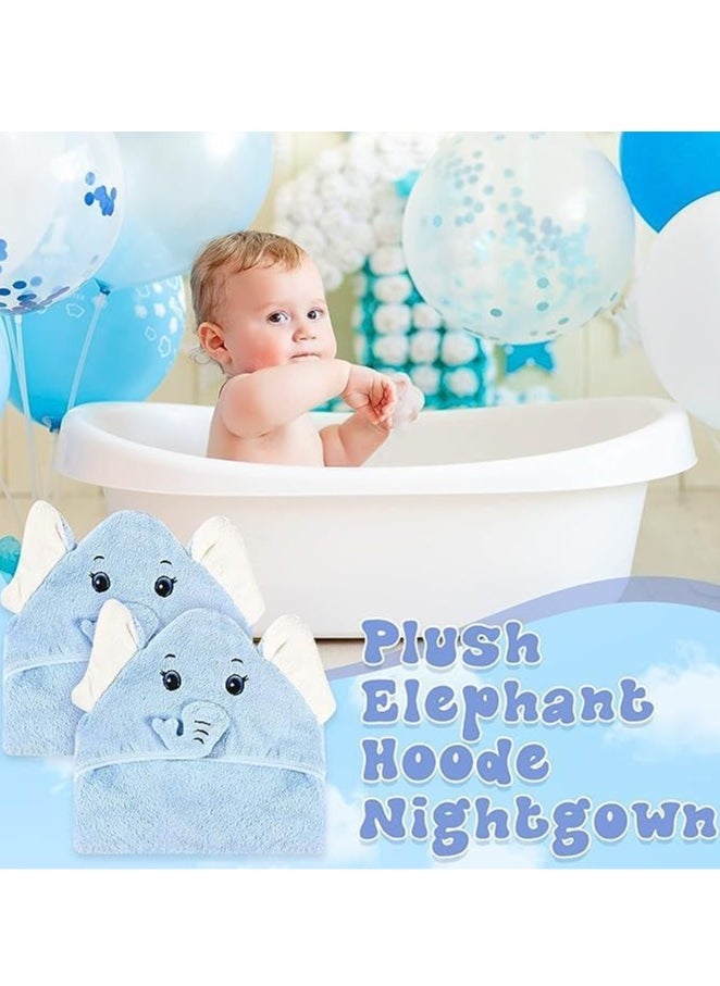 Gonice - Cute Elephant Baby Hooded Bath Towel - Blue - Image 1