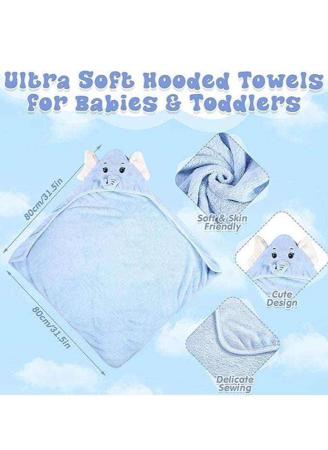 Gonice - Cute Elephant Baby Hooded Bath Towel - Blue - Image 1