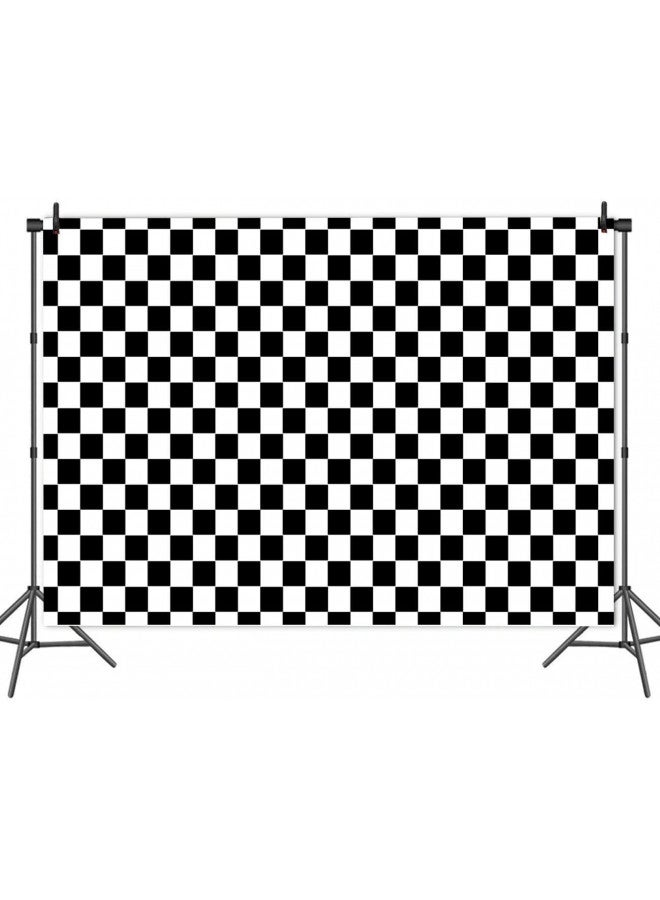 Fanghui Cosplay Party Banner Checkered Flag Photography Backdrop Vinyl 7x5ft Photo Background White and Black Racing Checker Texture Grid Birthday Chess Board Decoration Supplies Photo Booth Studio Props - Image 1