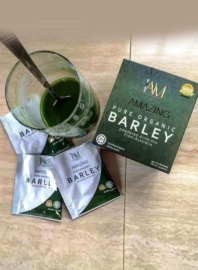 am Pure barley powder blend from a natural blend of organic green barley.