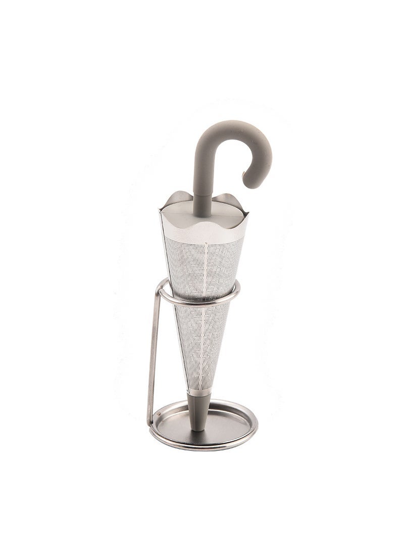 Generic - Creative Umbrella Tea Infuser Silicone Stainless Filter Grey - Image 1