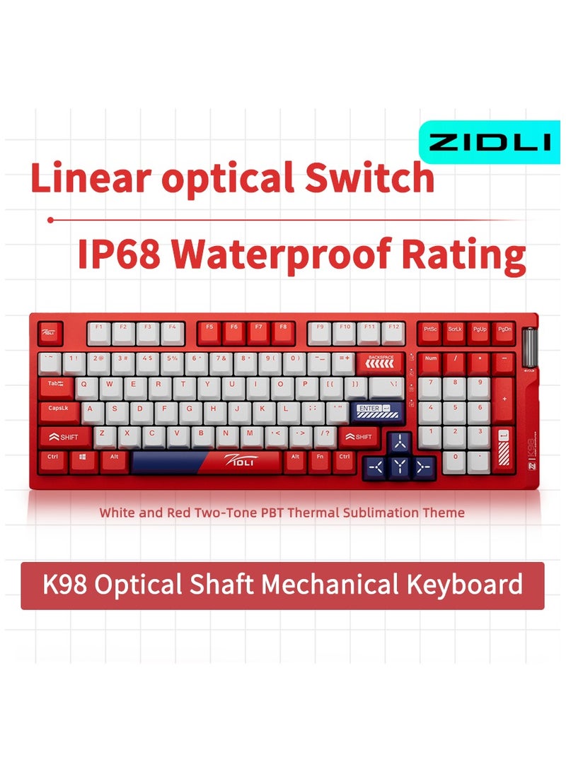 ZIDLI K98 Mechanical Keyboard - RGB Lighting, Optical Switches (Linear/Tactile), PBT Keycaps, IP68 Waterproof/Dustproof, 6 Versions Available - Image 1