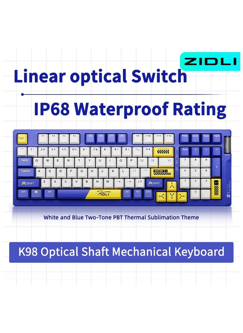 ZIDLI K98 Mechanical Keyboard - RGB Lighting, Optical Switches (Linear/Tactile), PBT Keycaps, IP68 Waterproof/Dustproof, 6 Versions Available - Image 2