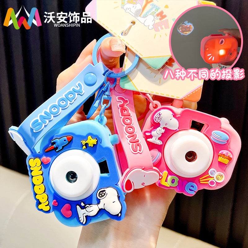 Genuine Snoopy Luminous Projection Camera Car Keychain Cute Couple Bag Pendant Car Key Chain - Image 2