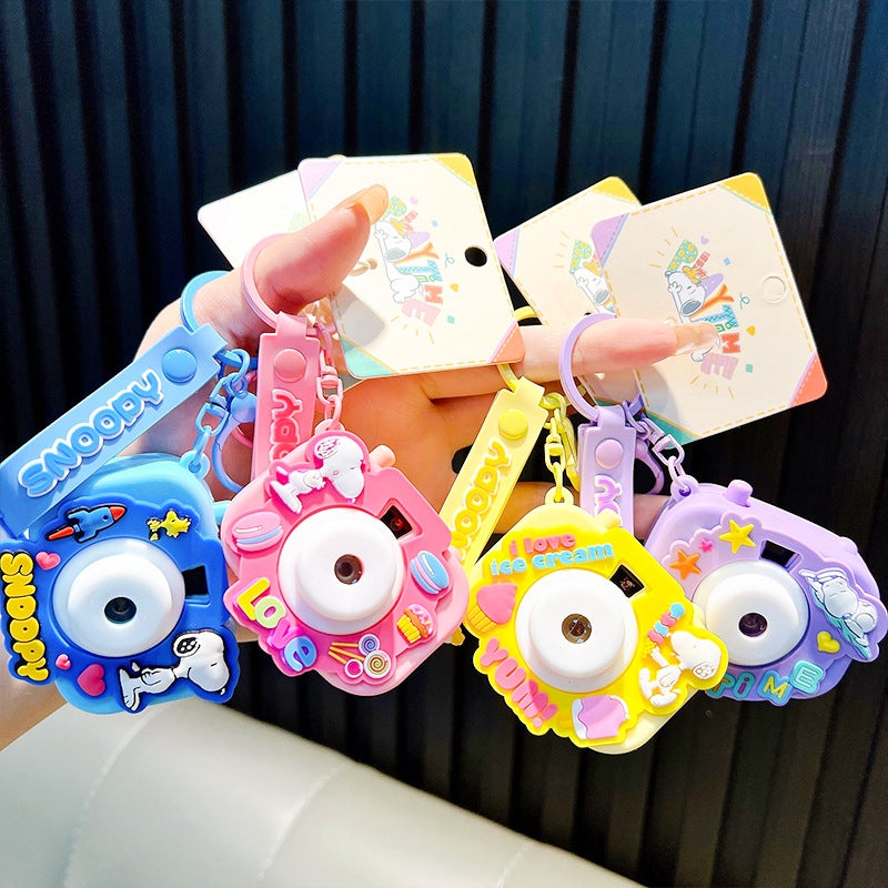 Genuine Snoopy Luminous Projection Camera Car Keychain Cute Couple Bag Pendant Car Key Chain - Image 3