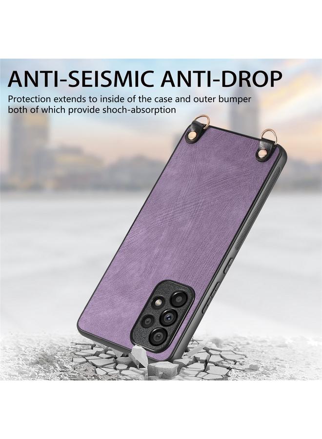 S-TOP Case For Samsung Galaxy A32 5G Vintage Leather PC Back Cover Phone Case with Crossbody Strap - Image 4