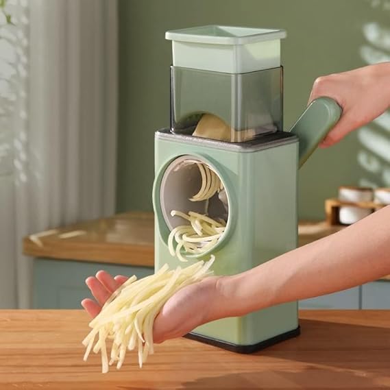 CHALISA Round Mandoline Slicer Manual Vegetables Grater for Kitchen Multifunctional Rotary Drum Vegetable Cutter and Slicer Cheese Grater Salad Cutter Shredder Mandoline Chopper - Image 2