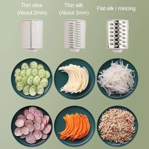 CHALISA Round Mandoline Slicer Manual Vegetables Grater for Kitchen Multifunctional Rotary Drum Vegetable Cutter and Slicer Cheese Grater Salad Cutter Shredder Mandoline Chopper - Image 4