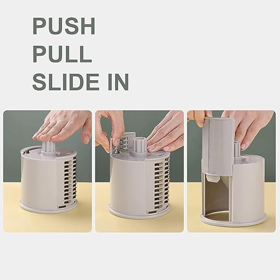CHALISA Round Mandoline Slicer Manual Vegetables Grater for Kitchen Multifunctional Rotary Drum Vegetable Cutter and Slicer Cheese Grater Salad Cutter Shredder Mandoline Chopper - Image 5