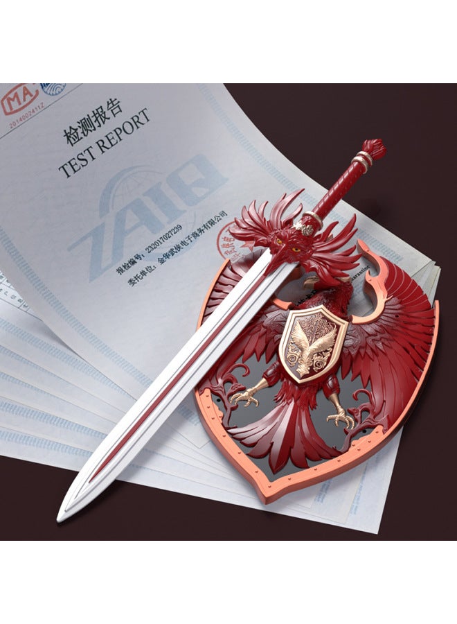 Toy Sword Simulation Vermilion Sword Shield Children's Toy Sword Soft Rubber Material PU Sword Set Sword Toy-Color:Rosefinch Sword  - Image 3