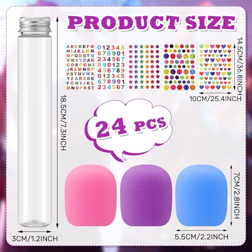 Newtay 24 Pcs Microphone Candy Tubes Kpop Themed Birthday Party Decor 10 Fake Plastic Microphone Prop Toy with Stickers for Karaoke Disco Singer Stage Favors Candy Not Included PurplePinkBlue - Image 5