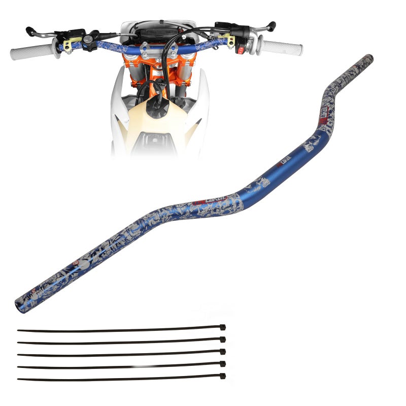 PRO CAKEN Universal 1 1/8" 28mm Handle Bar for CRF KLX KX LTR TRX SX SXF EXC XCW Motocross Pit Dirt Bike Scooter ATV Quad Bike Grizzly Hawk 250 Bicycles Blue - Image 1