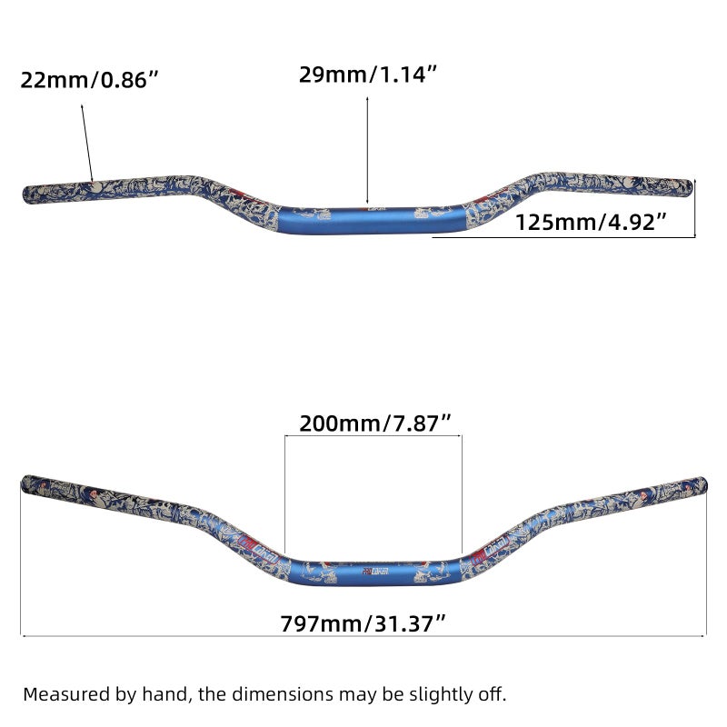 PRO CAKEN Universal 1 1/8" 28mm Handle Bar for CRF KLX KX LTR TRX SX SXF EXC XCW Motocross Pit Dirt Bike Scooter ATV Quad Bike Grizzly Hawk 250 Bicycles Blue - Image 2
