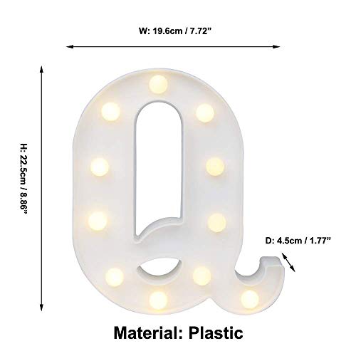 Quace Marquee Alphabet Number Sign Light Hanging Table Top Decoration for Party (Alphabet Q) - Image 3