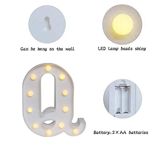 Quace Marquee Alphabet Number Sign Light Hanging Table Top Decoration for Party (Alphabet Q) - Image 4