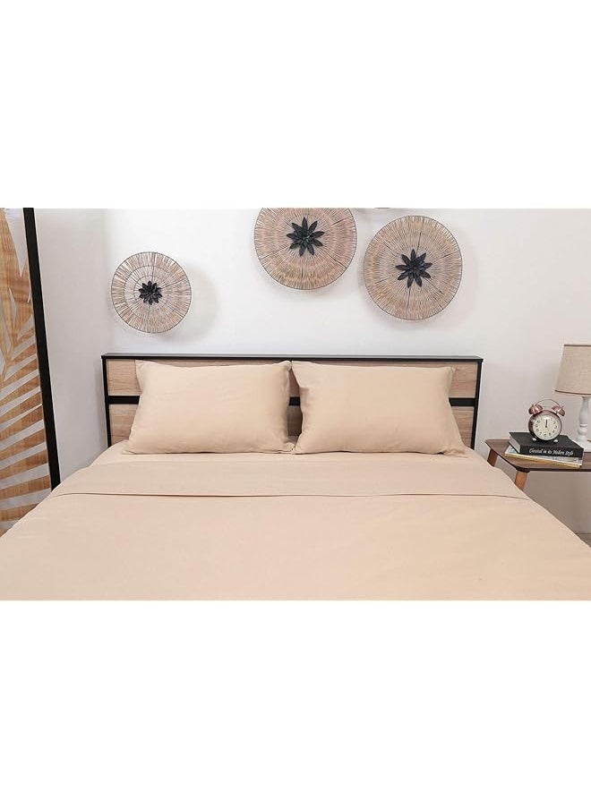 KRP 100 Percent Cotton Ultra Soft Cotton Breathable Easy To Wash 170X260 Cms 144 Thread Count Essential Flat Sheet Linen  - Image 3