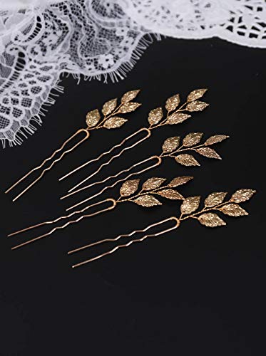 YERTTER 5 PCS Gold Leaves Hair Pins Bridal Hair Accessories for Bride and Bridesmaids Wedding Hair Piece - Image 4