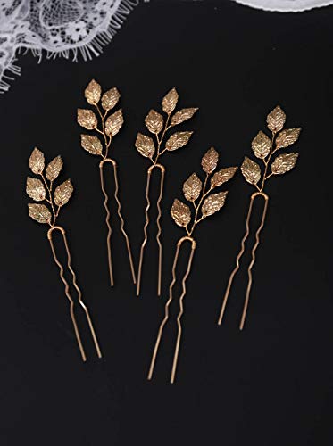 YERTTER 5 PCS Gold Leaves Hair Pins Bridal Hair Accessories for Bride and Bridesmaids Wedding Hair Piece - Image 3