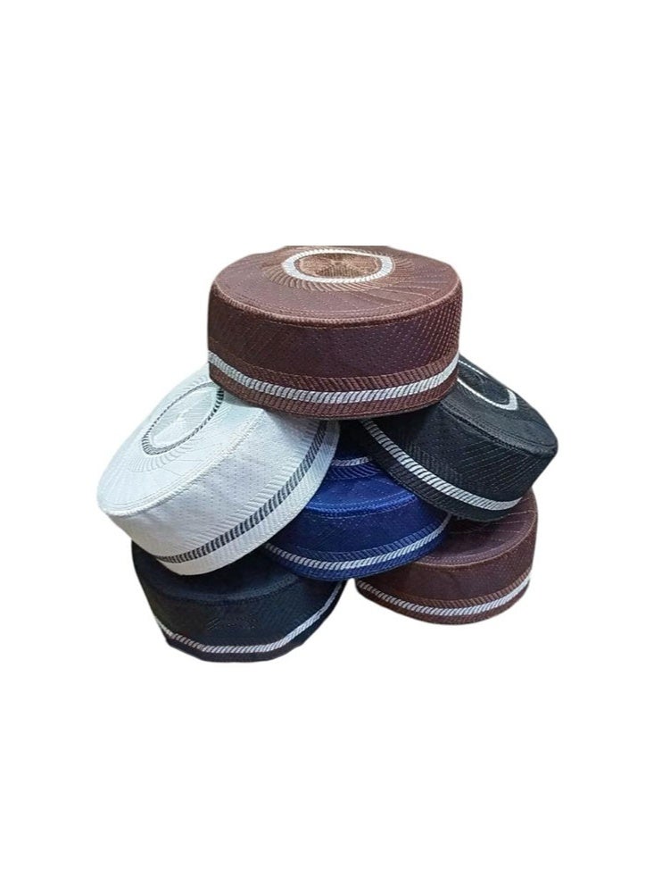 Mudassar Ali Goods Wholesalers L.L.C Muslim Prayer Caps – 12 Pieces Mixed Sizes & Colors | Islamic Namaz Caps for Men | Comfortable Knit Kufi Topi for Salah, Masjid & Home Use - Image 1