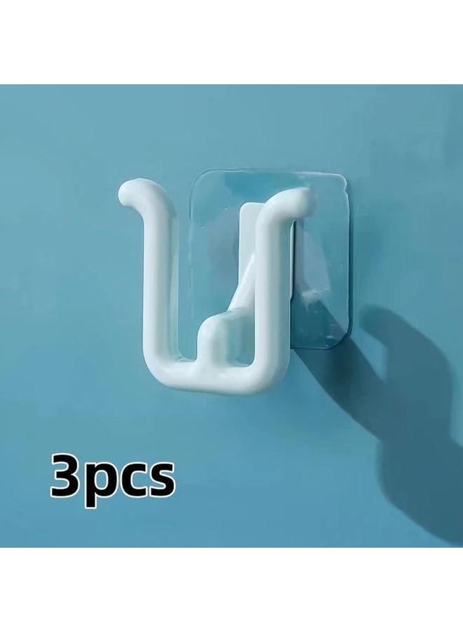 Cyan Self Adhesive Slipper Rack 3 Wall Mounted Shoe Hooks Space Saving Easy Install - Image 1