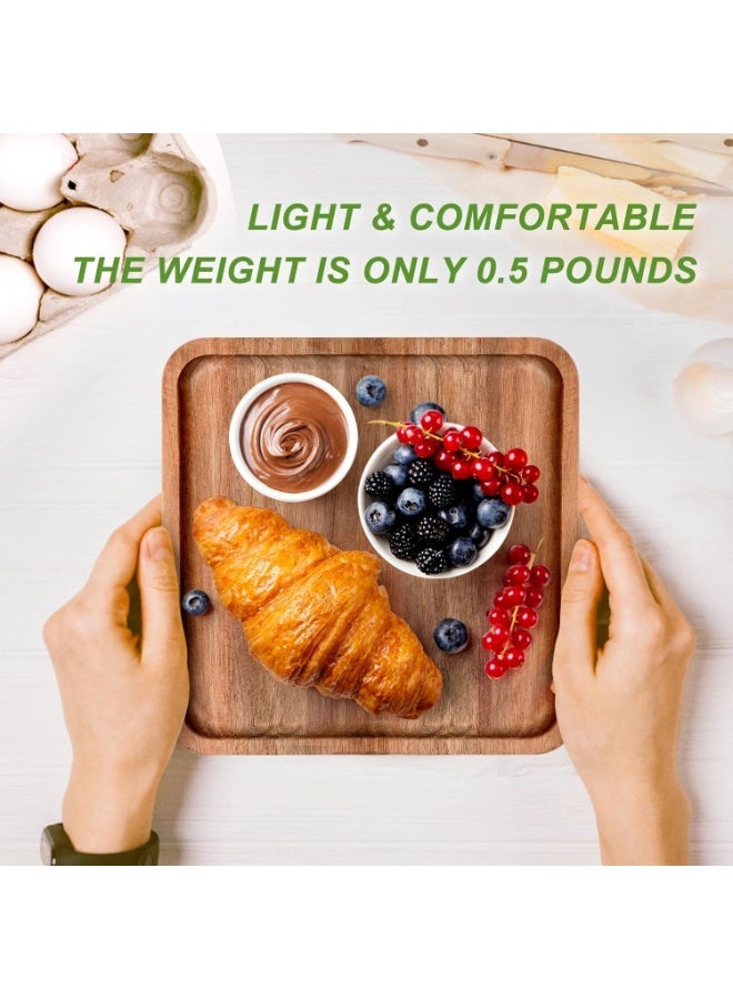 صينية تقديم مربعة من خشب الأكاسيا الطبيعي (20×20 سم) – لوح تقديم خشبي صغير لتقديم الجبن والحلويات والمقبلات، ديكور للمطبخ والحمام والمنزل - Image 4