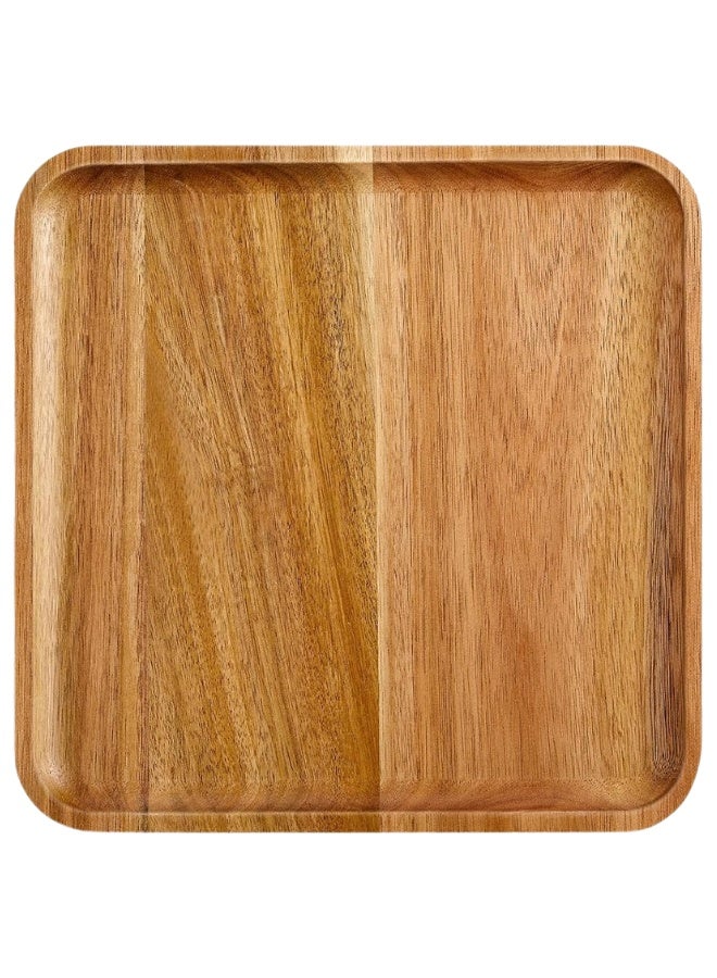 صينية تقديم مربعة من خشب الأكاسيا الطبيعي (20×20 سم) – لوح تقديم خشبي صغير لتقديم الجبن والحلويات والمقبلات، ديكور للمطبخ والحمام والمنزل - Image 1