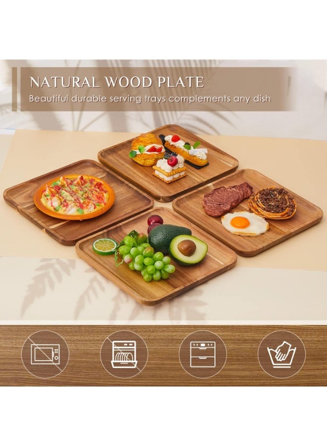 صينية تقديم مربعة من خشب الأكاسيا الطبيعي (20×20 سم) – لوح تقديم خشبي صغير لتقديم الجبن والحلويات والمقبلات، ديكور للمطبخ والحمام والمنزل - Image 3
