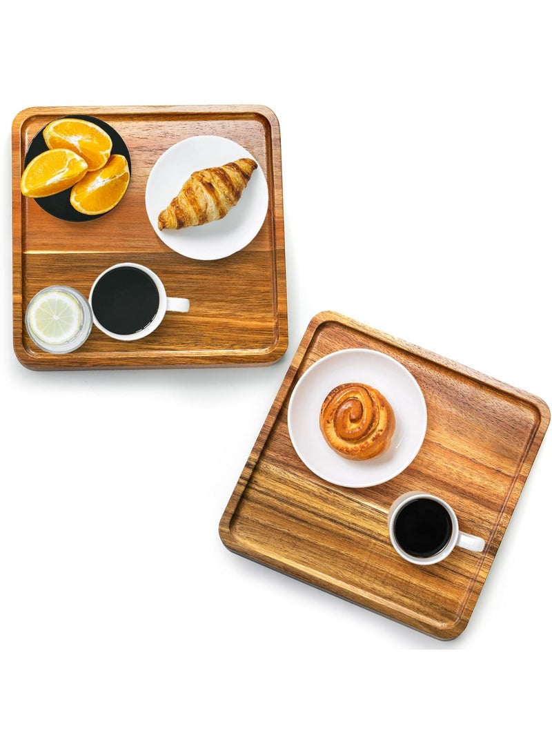 صينية تقديم مربعة من خشب الأكاسيا الطبيعي (20×20 سم) – لوح تقديم خشبي صغير لتقديم الجبن والحلويات والمقبلات، ديكور للمطبخ والحمام والمنزل - Image 5