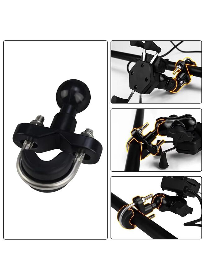 Handlebar U-Bolt Base for Rails 0.5" to 1.25" in Diameter with B Size 1" Ball Double Socket Arm & Bike Motorcycle Phone Holder - Image 3