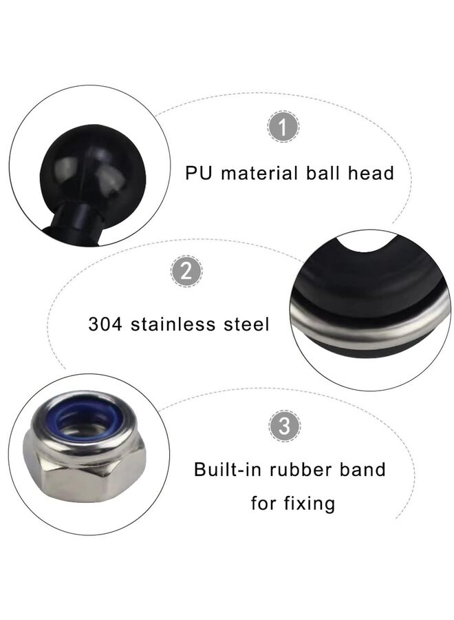 Handlebar U-Bolt Base for Rails 0.5" to 1.25" in Diameter with B Size 1" Ball Double Socket Arm & Bike Motorcycle Phone Holder - Image 2