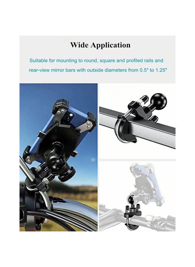 Handlebar U-Bolt Base for Rails 0.5" to 1.25" in Diameter with B Size 1" Ball Double Socket Arm & Bike Motorcycle Phone Holder - Image 5