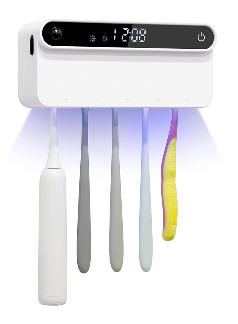 SYOSI UV Toothbrush Sanitizer, Bathroom Toothbrush Holder Wall Mounted with Sterilizer Function, Timing Function, Toothbrush Organizer Cordless Wall Mounted Toothbrush Sanitizer - Image 1