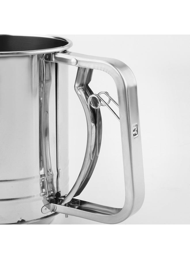 Large Manual Stainless Steel Flour Sieve Sugar Powder Rotating Filter Fine Mesh Sieve Cake Making Baking Utensils-Specifications:Small Size 2.5CUP (short)  - Image 4