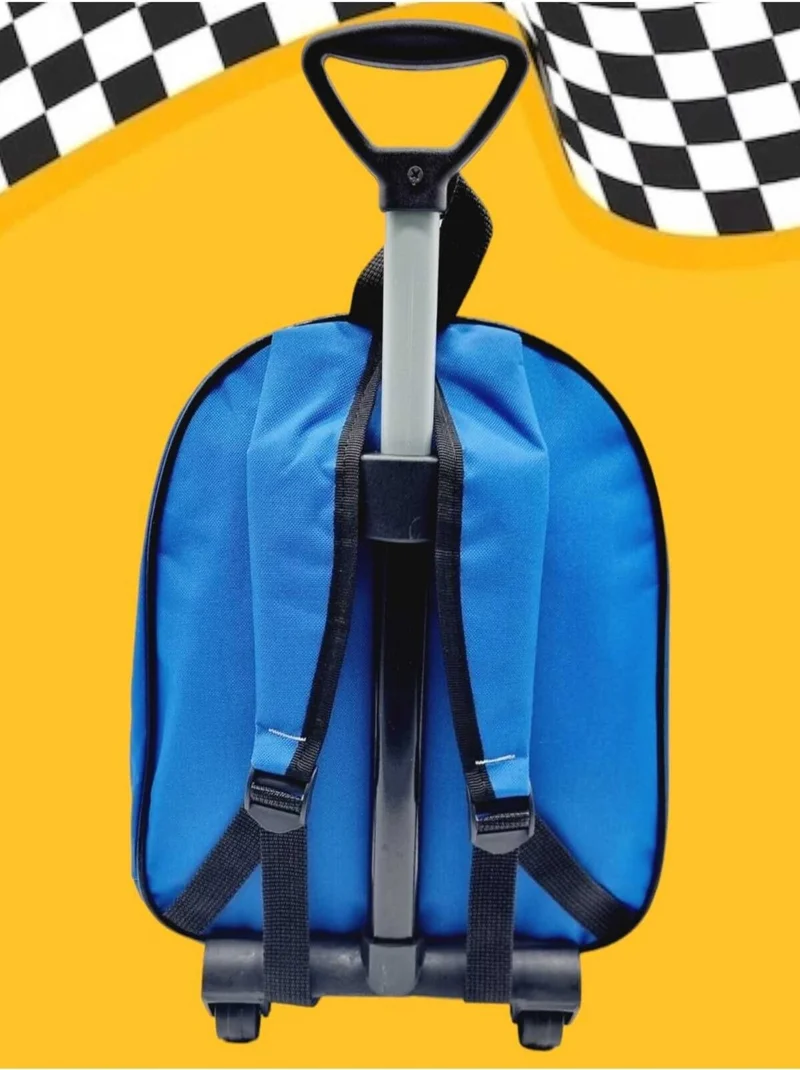 Tezzgelsin Kindergarten Nursery School Bag and Backpack with Wheels and Lightning Mcqueen Embossed Print