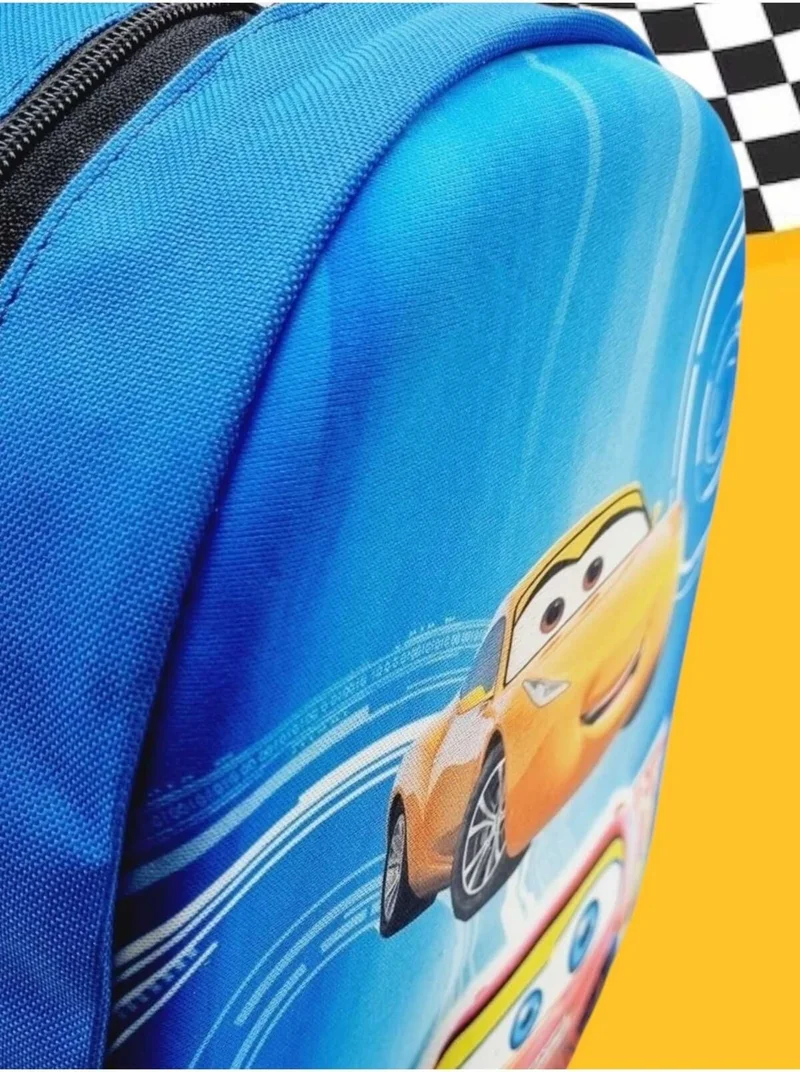 Tezzgelsin Kindergarten Nursery School Bag and Backpack with Wheels and Lightning Mcqueen Embossed Print